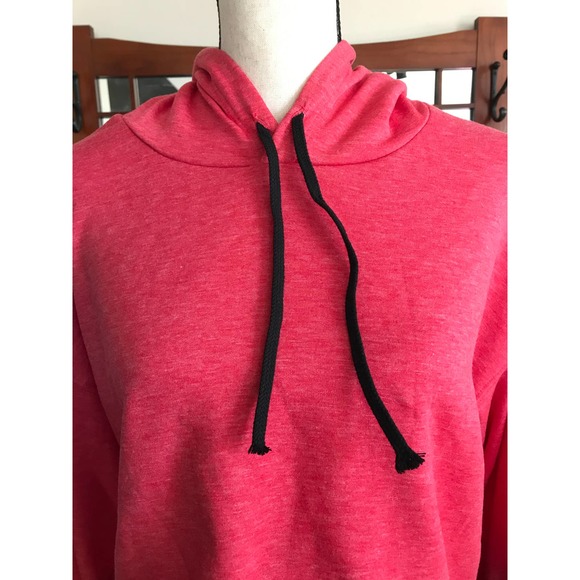 OTLA Cropped Fleece Hoodie Marled Red - Picture 6 of 7